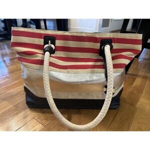 Nine West Paige Large Tote - Stripes and Nautical Theme w/Rope Handles